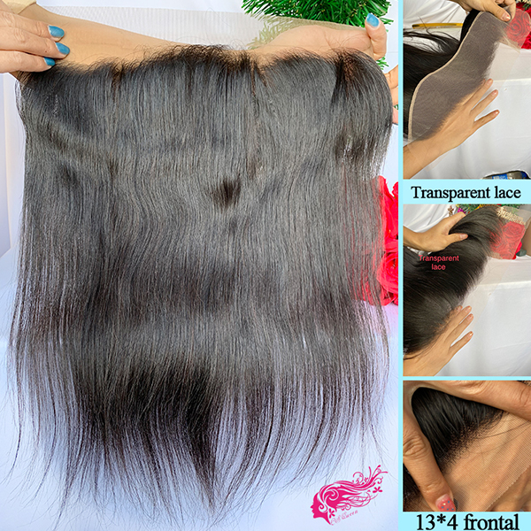 Csqueen 9A Straight hair 13*4 Transparent Lace Frontal Free Part Human Hair - Click Image to Close